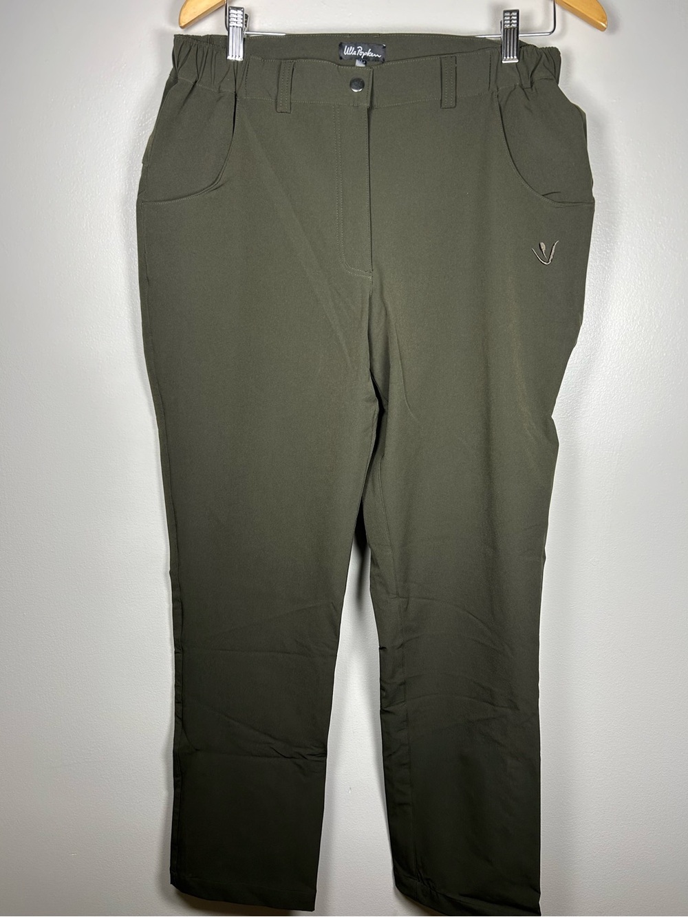 Ulla Popken Olive Pull-On Functional Trekking Activewear Straight-Leg Pants